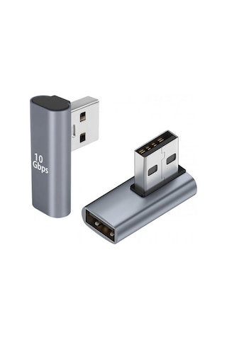 Usb3.0 L Tipi 90 Derece 10 Gbps Dişi Erkek Çevirici Adaptör 2'li Set