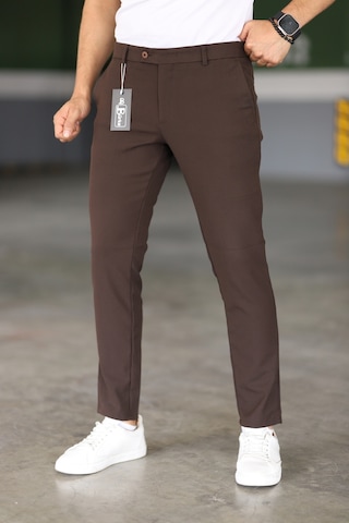 Bürke Erkek Kahverengi Renk Kaliteli Slimfit Kumaş Bilek Boy Pantolon (100-135 kg battal beden 40-42-44)