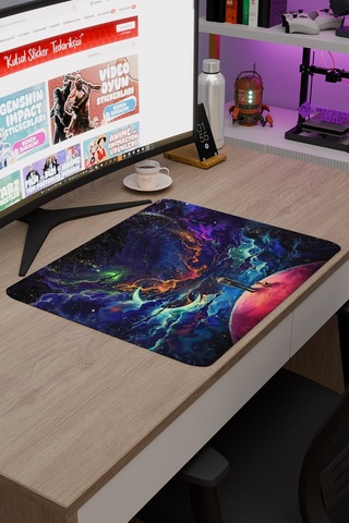Dijital Evrende Köpek Ve Adam V4 48x40 Xl Gaming Kauçuk Kaymaz Taban Mouse Pad Fare Altlığı