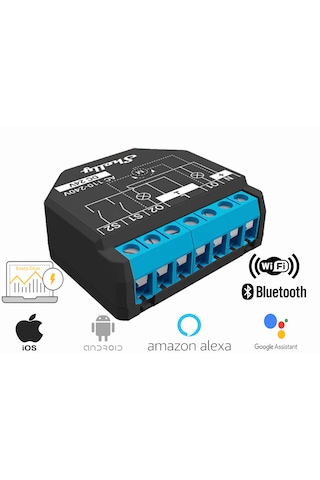 Shelly Plus2pm 2kanallı Wifi Enerji Ölçer Akıllı Ev Anahtarı Röle