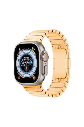 Kilifone - Apple Uyumlu Watch Ultra 49mm - Kordon Metal Kordon - Krd-35 - Rose Gold - T24562