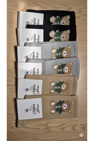 Kadın Pamuk Çorap Kışlık 36-40 Numara Asorti 6'lı Paket Set 4
