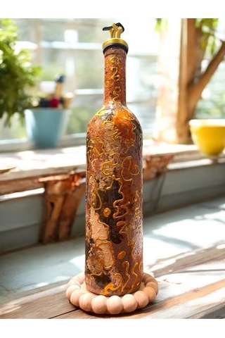 El Yapımı Altın Varaklı Yağdanlık Tasarım Sunum Standı İle Şık Mutfaklar Ve Sofralar Metalik