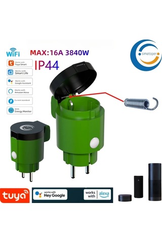 Motion003 Simatoper 2 Paket Acik Hava Akilli Priz Ip44 Tuya Wifi 16a 3840w Alexa Google Ses Kon