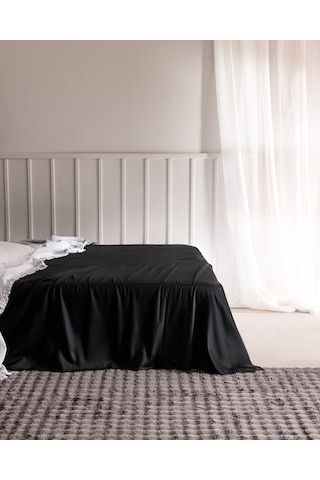 Madame Coco Ciel Tek Kişilik %100 Pamuk Saten Lastiksiz Çarşaf - Siyah 8684427181997 Siyah