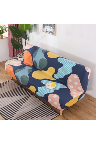 Dofolink Yaygın Polyester Kumaşlı, Yıkama Uygun, Kaymamaz, Armutsuz Koltuk Yatağı Koruması - Baskılı, Esnek Koltuk Örtüsü Çok Renkli