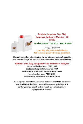 Rebiotic Inoculant Tam Silaj Koruyucu Katkısı-4 Mevsim - 20 Litre
