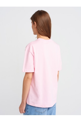 Tişört Dekoratif Yaka Pembe Açık Pembe