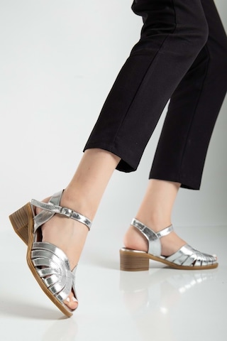 Analin Shoes Kadın Hakiki Deri Bilekten Bağlı Sandalet - Kahve Gumus
