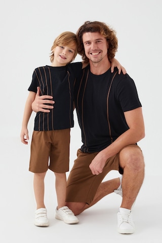 Arnetta Vertical Stripes Siyah Erkek Bermuda Takım 001