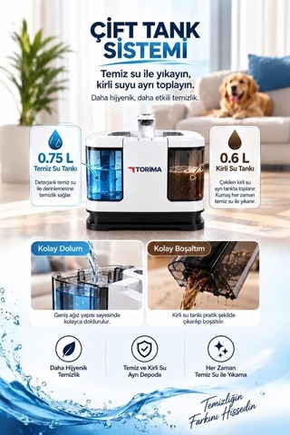 Premium Ev Aleti Temizlik Seti Günlük Eşya Halı Ve Koltuk Yıkama Makinesi Tcc02 Beyaz 1ın1