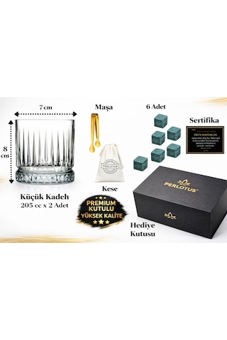 Perlotus Antalya Seri Viski Bardak Seti 2 Li Kristal Kadeh Soğutma Taşı Maşalı Mıknatıslı Hediye Kutulu Sertifikalı Erkek Hediye Seti Yeşil