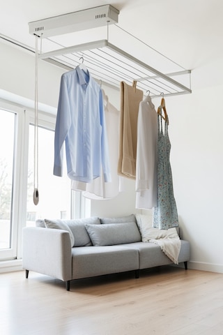 Askur Tavana Monte Asansörlü Çamaşır Askılığı 70x100 Cm 6 Askı İpi Beyaz