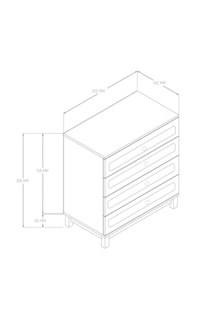 3772 Desa 4 Çekmeceli Mdf Profil Ayaklı Şifonyer Sepet - Beyaz