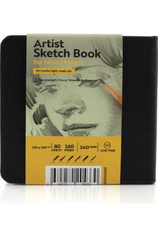 Tigertint Sketchbook Sert Kapak Eskiz Çizim Defteri 12x12 Cm Siya