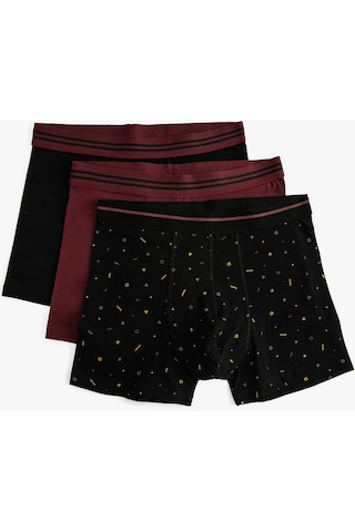 Koton 3'Lü Boxer Seti Beli Lastikli Geometrik Baskı Detaylı Siyah Desenli 3Slm90032Mk 3Slm90032Mk03U