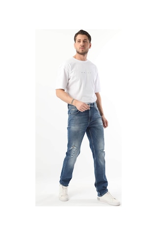 Erkek Yırtık Detaylı Jean Pantolon Mavi 001