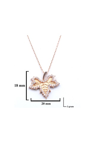 Ferizz Zirkon Taşlı Rose Yaprak Şekilli Gümüş Kolye Gk-304