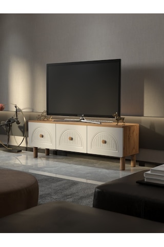 Bohem Tarz 135cm 3 Kapaklı Mdf Kapak Tv Ünitesi Kahverengi