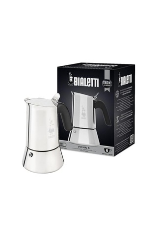 6 Cups Ocak Üstü Espresso Pişirici - 235ml - Kahverengi Gümüş Renk - Paslanmaz Çelik Gövde - Patentli Güvenlik