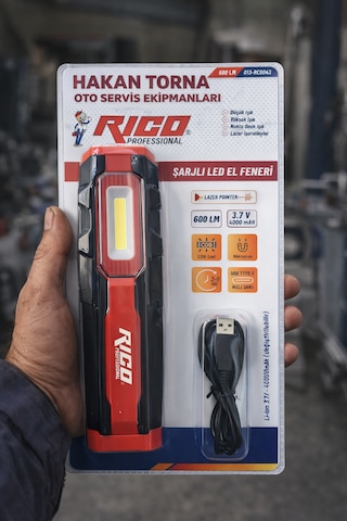 Rico Şarjlı Mıknatıslı Led Lamba Işıldak Fener Kamp Lambası 013-rc0043 Rico 600 Lümen 3 Renk Yanabilme