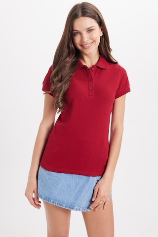 Tudors Kadın Slim Fit Dar Kesim %100 Pamuk Polo Yaka Bordo Pike Tişört -50832