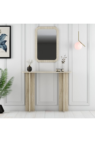 Parma Aynalı Makyaj Masası - Traverten Traverten