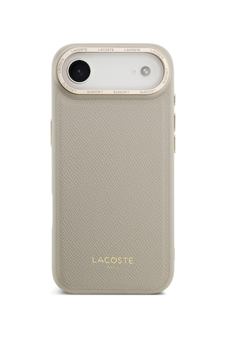 Apple Uyumlu iPhone 17 Air Kılıf Lacoste Lisanslı M-safeli Champs Elysees Pu Deri Tasarımlı Kapak Gri Gri