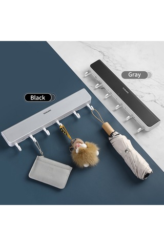 Gajeena Mnmhgg-421 Ousuwo Duvar Askılı Pratik Depolama Ünitesi, 6 Kancalı Ve Bölmeli, Gri Gri