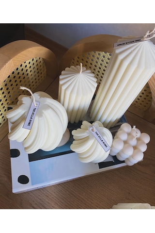 5'li Doğal Dekoratif Mum Seti %100 Soya Wax