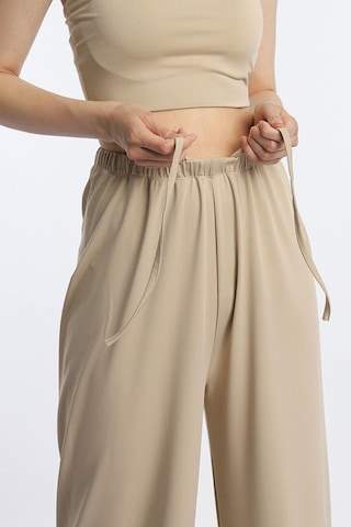 Quhox Kadın Allegro Kumaş Oversize Pantolon Vizon