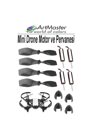 Mini Drone Motor Ve Pervanesi 4 Adet Dc Motor Yüksek Hızlı Çekirdeksiz Pervane Kanatı Helikopter Uçak Drone Deney Okul