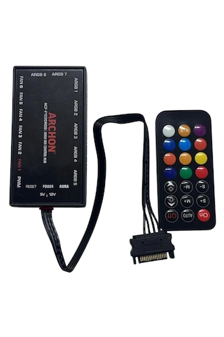 Archon 3 Pin 5v Argb + 4 Pin 12v Pwm Kumandalı Fan Kontrolcü Hub 7 Port