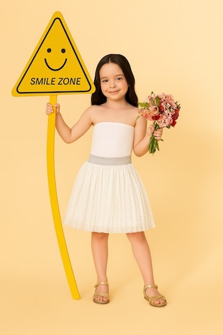 Esila Kids Kız Çocuk Etek Misineli Şık Etek Beyaz