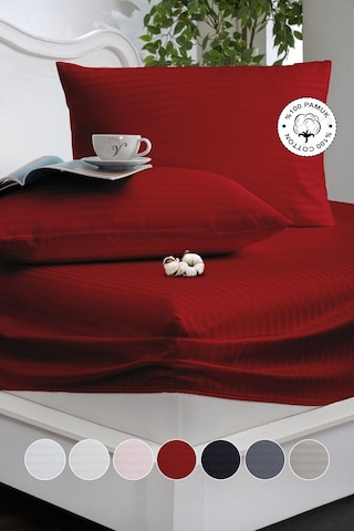 %100 Pamuk Çizgili Saten Tek / Çift Kişilik Lastikli Çarşaf Seti 100x200 120x200 160x200 180x200 Bordo