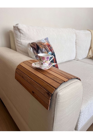 Koltuk Kenarı Katlanabilir Yan Sehpa Portatif Ahşap Tepsi - 30x40 Cm Ahşap