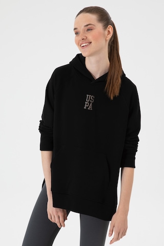 U.S. Polo Assn. Kadın Siyah Yırtmaçlı Kapüşonlu Sweatshırt 50313611-VR046