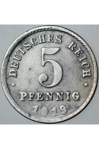 Almanya 5 Pfennig 1919 F.