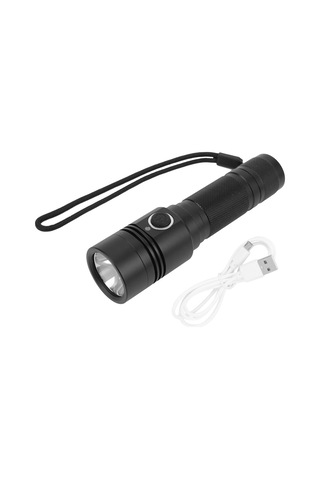 Güçlü Led T6 El Feneri Usb Şarj Edilebilir Açık Kamp Su Geçirmez Meşale Siyah