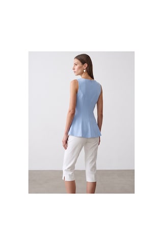 Dilvin 50281 Peplum Top-açık Mavi-16456