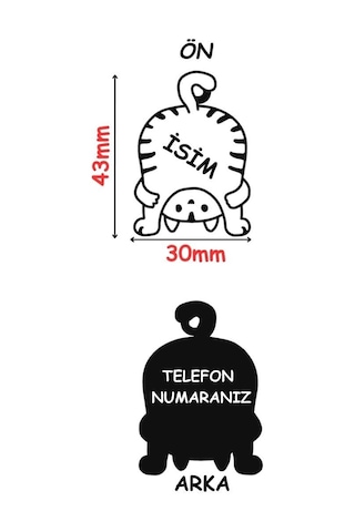 Majo İsimlik Ters Kedi 43mmx30mm