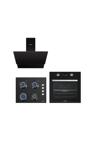 Kumtel B66-S2 DDT - KO-40TAHDF - DA6-835 Dokunmatik Siyah Cam Ankastre Set