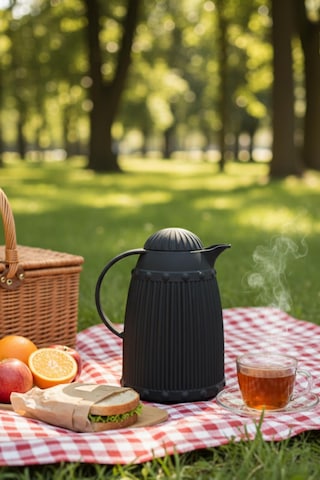 1 Lt Isı Yalıtımlı Çay Ve Soğuk Su Termosu Siyah 12 Saat Sıcak Tutar & İçi Camdır Diğer