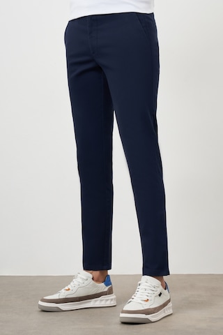 Morven Erkek Lacivert Yazlık Pileli Slim Fit Chino Pantolon Lacivert