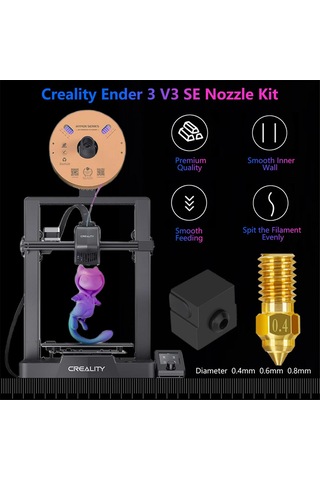 Leasetake Ender 3 V3 Se Nozul Takımı İçin 6 Adet, 3d Yazıcı Pirinç Nozulları 0,4 Mm 0,6 Mm 0,8 Mm, Yüksek Sıcaklık Dirençli Ekstruder Nozulları