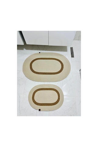 Hasır,jüt, Kilim, Paspas, Mutfak Halısı, Banyo Paspası, Halı,yolluk,2 Li Takım Oval Krem-hasır Krem-hasır