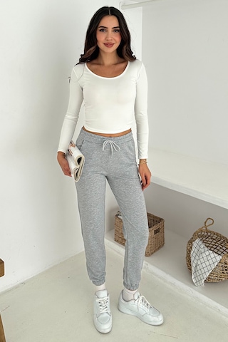 Kadın Bağcıklı Jogger Pantolon & Eşofman Altı Sportif & Enerjik Stil Gri