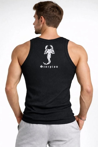 Assema Erkek Spor Fitilli Atlet 2'li Set Siyah Ve Beyaz Slim Fit Kaşkorse Arka Baskılı Spor Atlet Çok Renkli