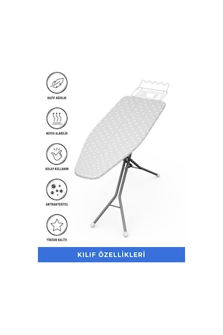 Magic Lady Retro Model 122x45 Cm Gri Yıldız Desenli Keçeli Ütü Masası Kılıfı