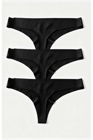 Skin Verse Lazer Kesim Tanga Külot 3'lü Set Siyah